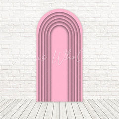 Pink Slat Pastel Hues Arch Backdrop For Soft Tone Birthday Party