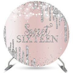 Lofaris Pink Sliver Bokeh Glitter Round 16th Birthday Backdrop