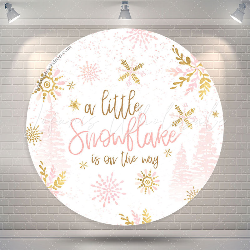 Lofaris Pink Snowflake Round Baby Shower Backdrop For Girl