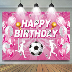 Pink Soccer Football Sports Birthday Party Backdrop For Girls