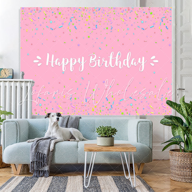 Lofaris Pink Solid Happy Birthday Party Backdrop for Girls