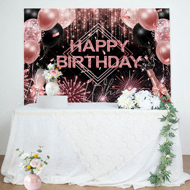 Lofaris Pink Sparkle Balloons Cheers Girls Birthday Backdrop