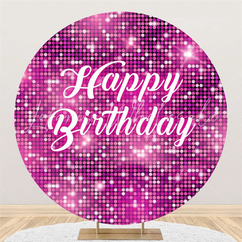 Lofaris Pink Sparkling Sequin Bokeh Round Birthday Backdrop