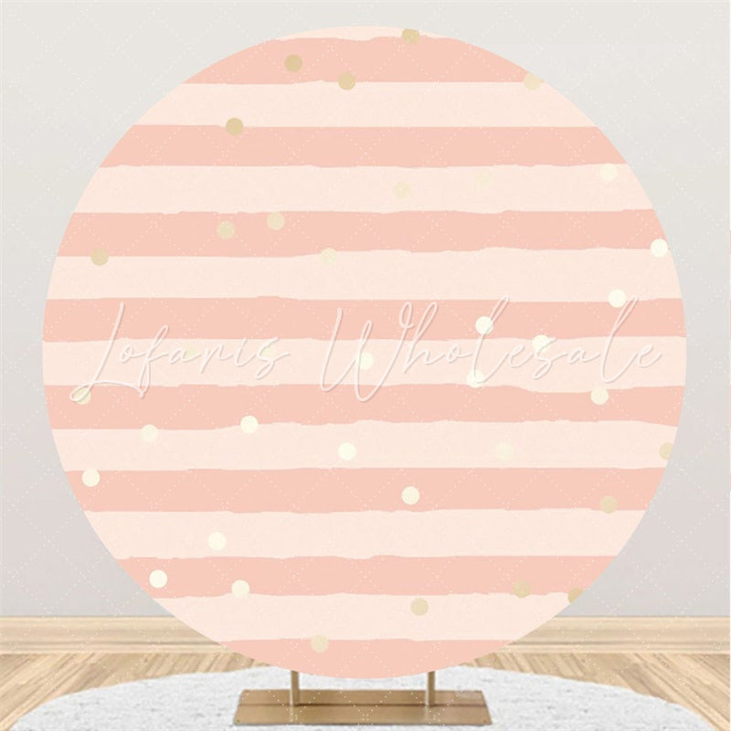 Lofaris Pink Stripes And Spot Round Happy Birthday Party Backdorp