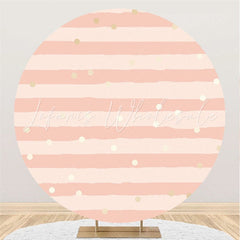 Lofaris Pink Stripes And Spot Round Happy Birthday Party Backdorp