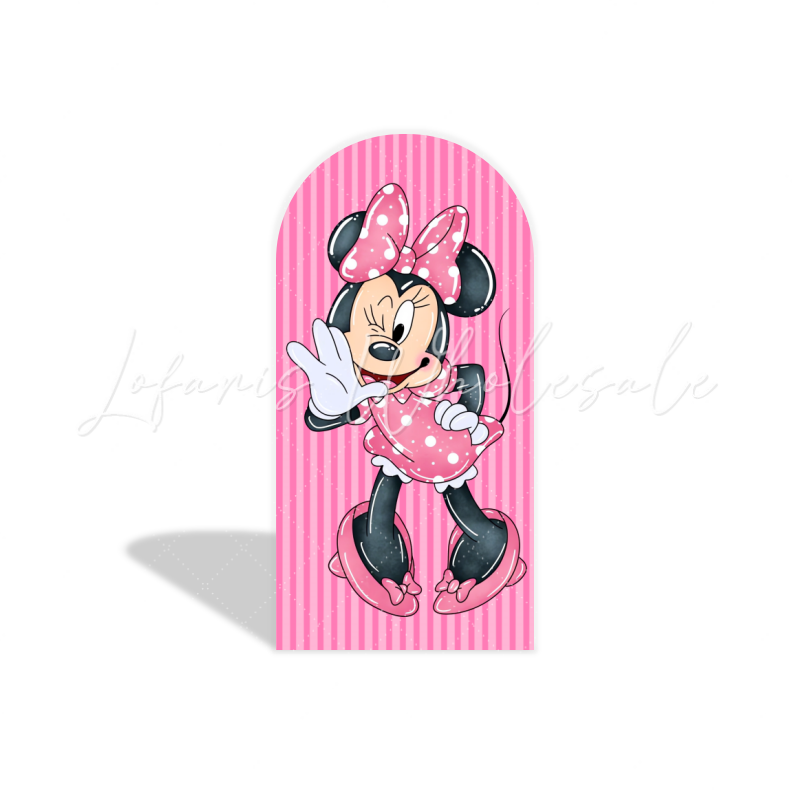 Pink stripes minnie arch Birthday Party Arch Backdrop Wall Cloth Cover