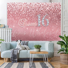 Lofaris Pink Sweet Diamond 16 Happy Birthday Backdrop Girls