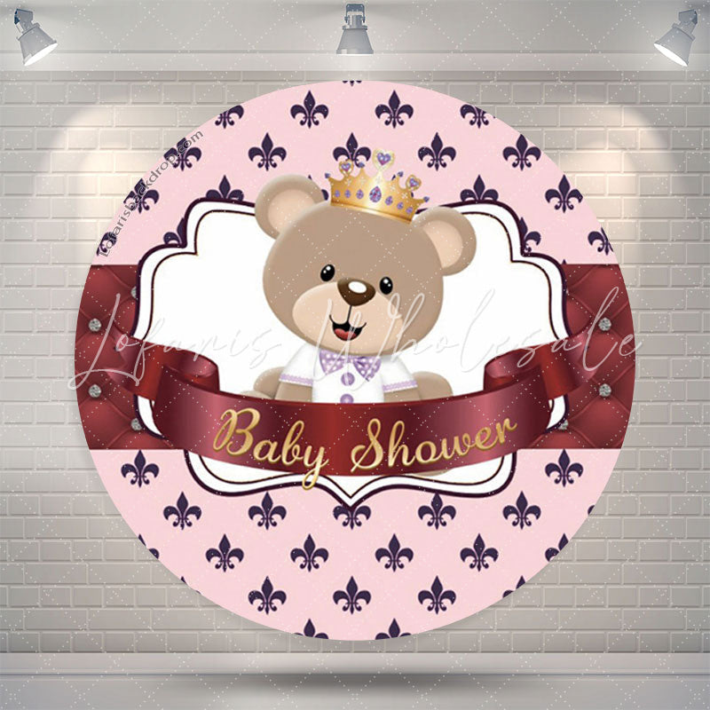 Lofaris Pink Teddy Bear Girl Baby Shower Round Backdrop