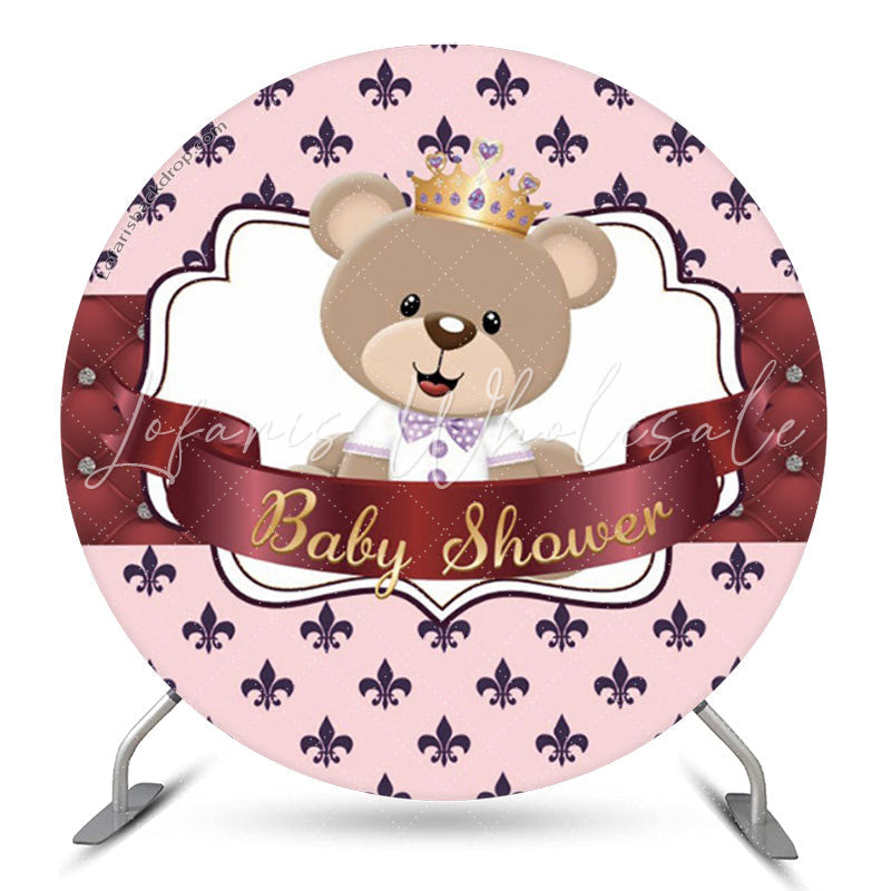 Lofaris Pink Teddy Bear Girl Baby Shower Round Backdrop