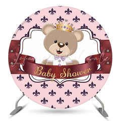 Lofaris Pink Teddy Bear Girl Baby Shower Round Backdrop