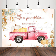 Lofaris Pink Truck Pumpkin On The Way Baby Shower Backdrop