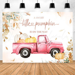 Lofaris Pink Truck Pumpkin On The Way Baby Shower Backdrop