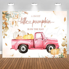 Lofaris Pink Truck Pumpkin On The Way Baby Shower Backdrop