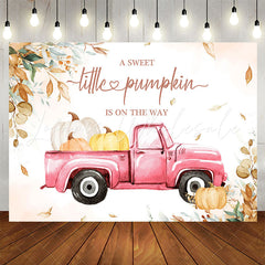 Lofaris Pink Truck Pumpkin On The Way Baby Shower Backdrop