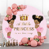 Lofaris Pink Twincess Princess Baby Shower Circle Backdrop