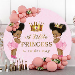 Lofaris Pink Twincess Princess Baby Shower Circle Backdrop