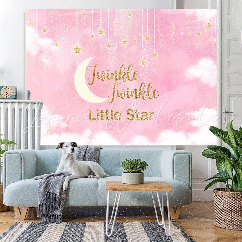 Lofaris Pink Twinkle Little Star Baby Shower Backdrop