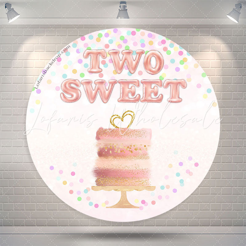 Lofaris Pink Two Sweet Cake Round 2nd Birthday Backdrop