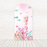 Pink Under The Sea Seahorse Arch Backdrop For Ocean-Themed Events