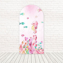 Pink Under The Sea Seahorse Arch Backdrop For Ocean-Themed Events