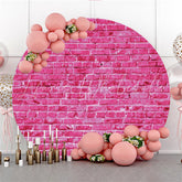 Lofaris Pink Wall Brick Theme Happy Birthday Circle Backdrop