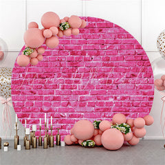 Lofaris Pink Wall Brick Theme Happy Birthday Circle Backdrop