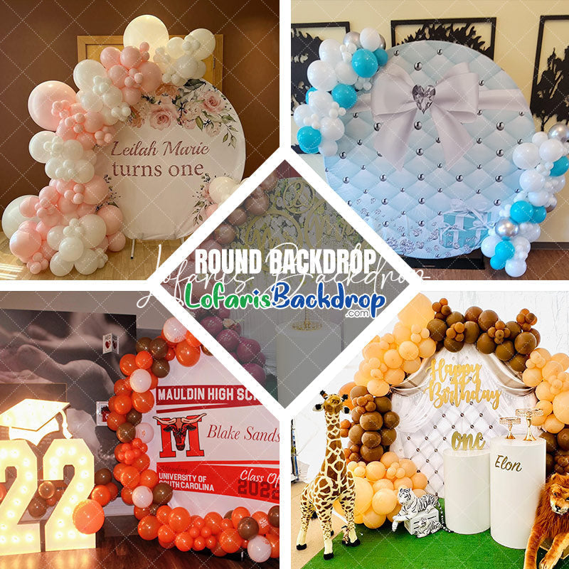 Lofaris Pink We Can Bearly Wait Round Baby Shower Backdrop