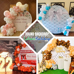 Lofaris Pink We Can Bearly Wait Round Baby Shower Backdrop