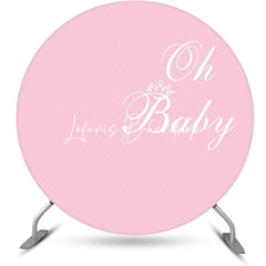 Lofaris Pink White Oh Baby Round Girl Gender Reveal Backdrop