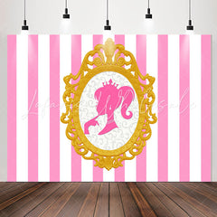 Lofaris Pink White Stripe Princess Photo Backdrop For Party