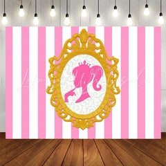 Lofaris Pink White Stripe Princess Photo Backdrop For Party