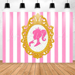 Lofaris Pink White Stripe Princess Photo Backdrop For Party