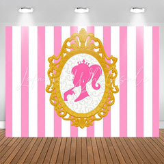Pink White Stripe Princess Photo Backdrop For Party