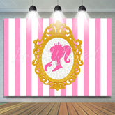 Lofaris Pink White Stripe Princess Photo Backdrop For Party