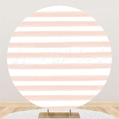 Lofaris Pink White Stripe Round Birthday Backdrop For Party
