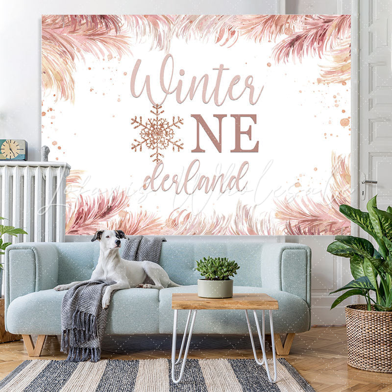 Lofaris Pink Winter One Derland And Snowflake 1st Backdrop
