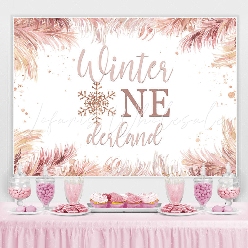 Lofaris Pink Winter One Derland And Snowflake 1st Backdrop