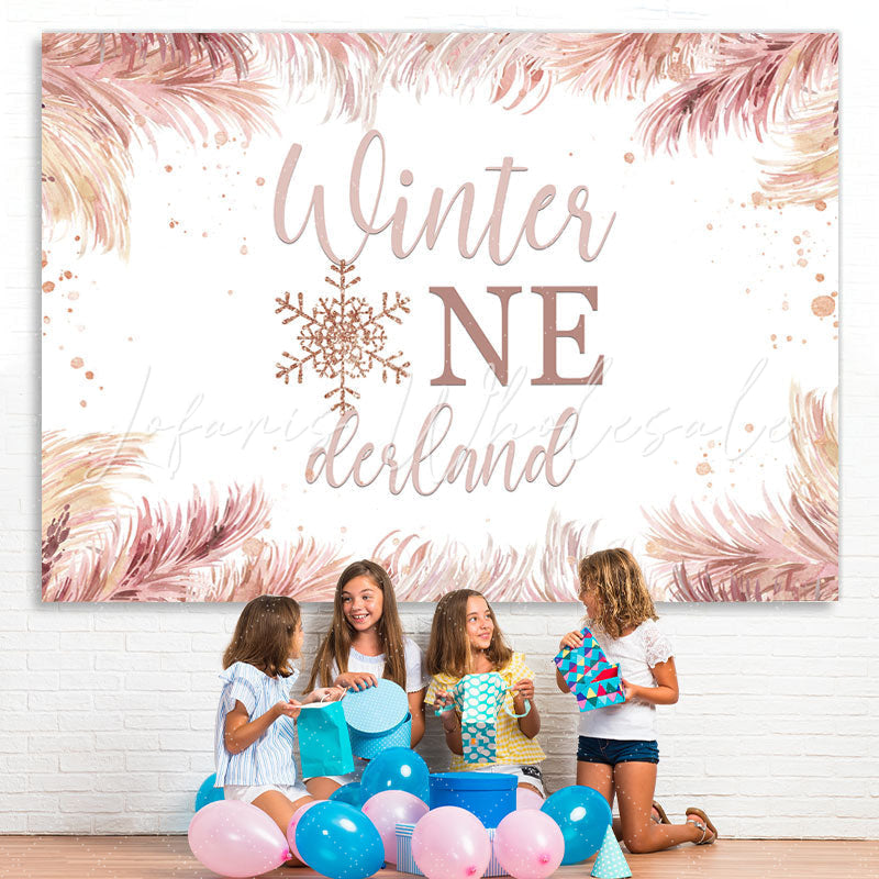 Lofaris Pink Winter One Derland And Snowflake 1st Backdrop