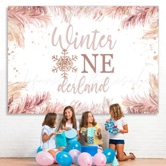 Lofaris Pink Winter One Derland And Snowflake 1st Backdrop