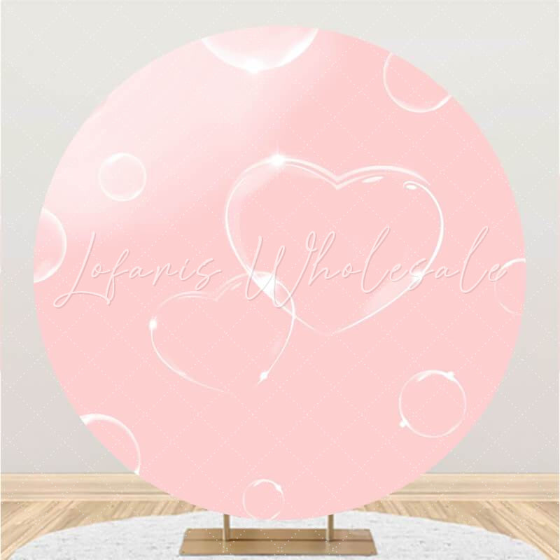 Lofaris Pink With Love Round Birthday Party Decoration Backdrop