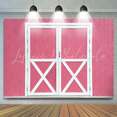 Lofaris Pink Wooden wall White Door Happy Birthday Backdrop