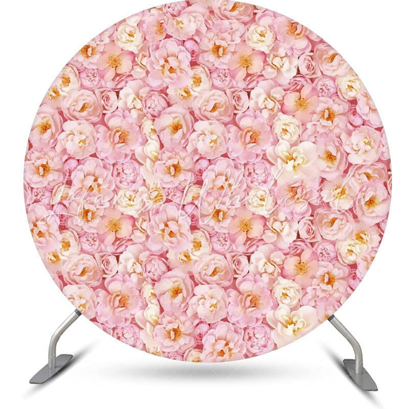 Lofaris Pink Yellow Floral Petals Round Wedding Backdrop