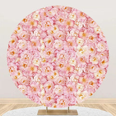 Lofaris Pink Yellow Floral Petals Round Wedding Backdrop