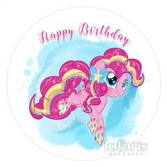 Lofaris Pinky Unicorn Lovely Cartoon Round Birthday Backdrop