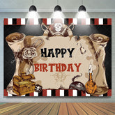Lofaris Pirate Captain Skull Treasure Map Birthday Backdrop