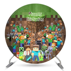 Lofaris Pixel Cube Men Game Style Birthday Backdrop For Kids