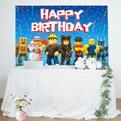 Pixel Villager Video Game Birthday Decorations Backdrop For Boys