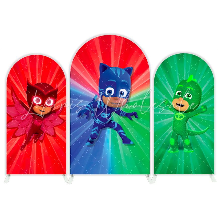 Pj Masks Cartoon Happy Birthday Party Arch Backdrop Wall Cloth Cover