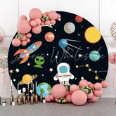 Lofaris Planet Astronaut Space Theme Circle Backdrop Cover