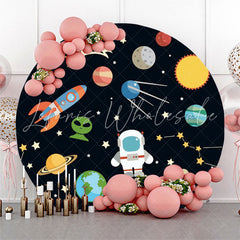Lofaris Planet Astronaut Space Theme Circle Backdrop Cover